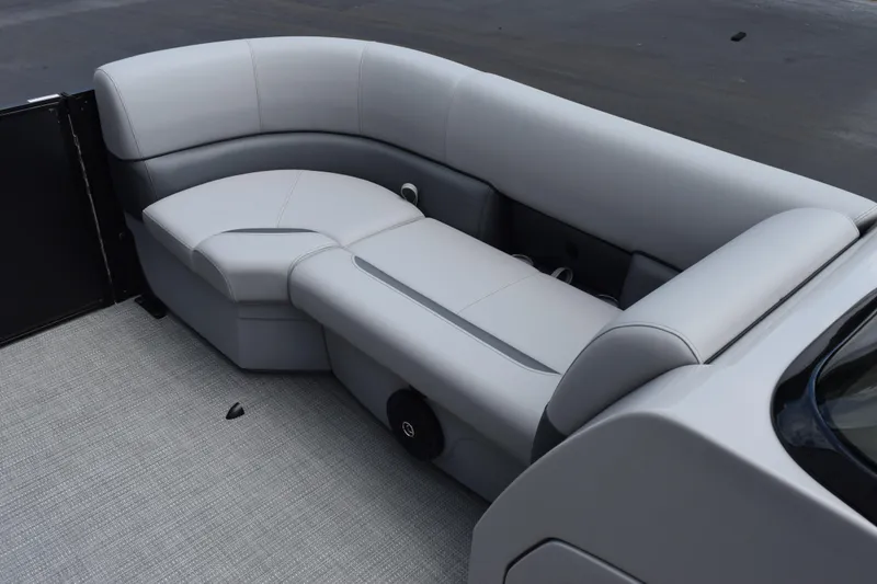 Slide: The Image of 2026 Bentley Pontoons Legacy 243 Swingback interior with sleek, modern seating design. - 12