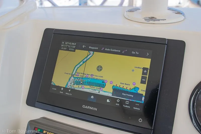 Slide: The Image of Garmin navigation display on 1993 Tiara Yachts 4300 Convertible, showing marine chart. - 43