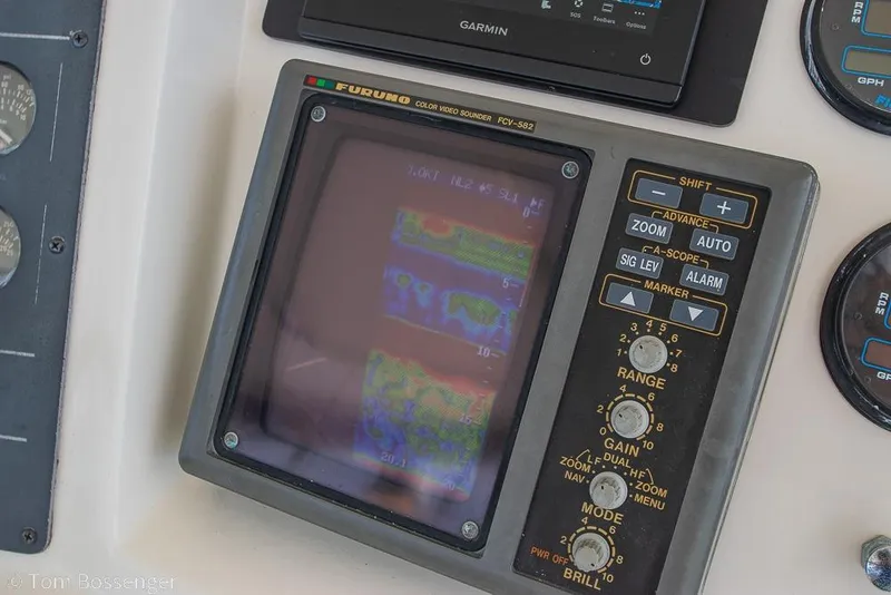 Slide: The Image of Furuno color video sounder on 1993 Tiara Yachts 4300 Convertible dashboard. - 44