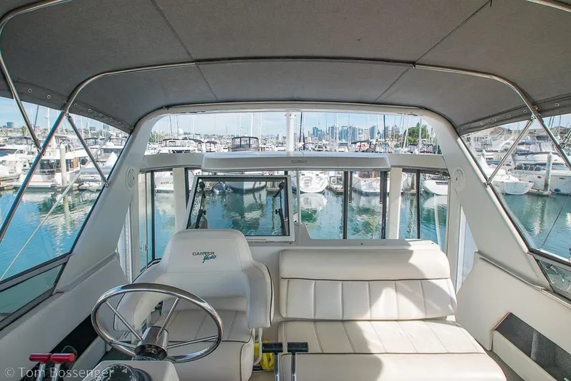 Slide: The Image of Interior view of 1996 Carver 370 Aft Cabin Motor Yacht at marina. - 41