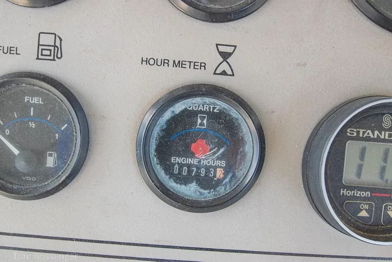 Slide: The Image of Close-up of 1996 Carver 370 Aft Cabin Motor Yacht dashboard gauges. - 48