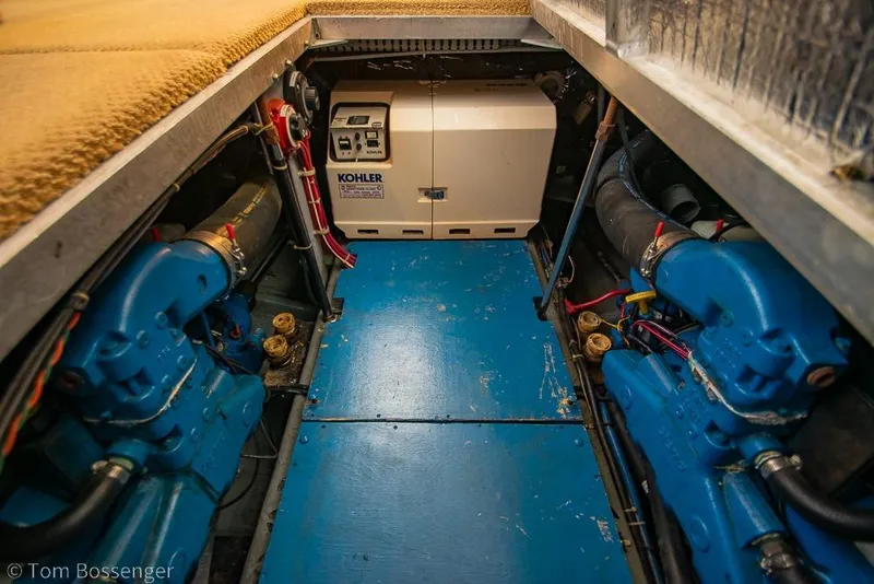 Slide: The Image of Engine room of 1996 Carver 370 Aft Cabin Motor Yacht with Kohler generator. - 49