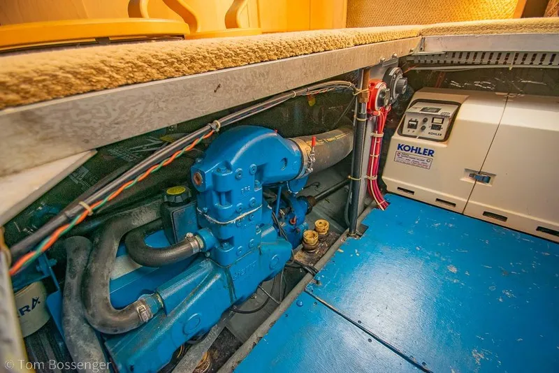 Slide: The Image of Engine room of 1996 Carver 370 Aft Cabin Motor Yacht with Kohler generator. - 51