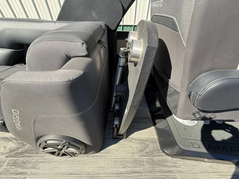 Slide: The Image of Viaggio Diamante 2024 interior with gray seats and speaker. - 35