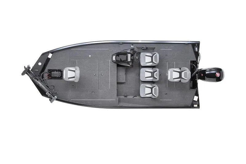 Slide: The Image of Manufacturer Provided Image: 2025 Lowe Stinger 195C fishing boat, top view, spacious seating, modern design. - 6