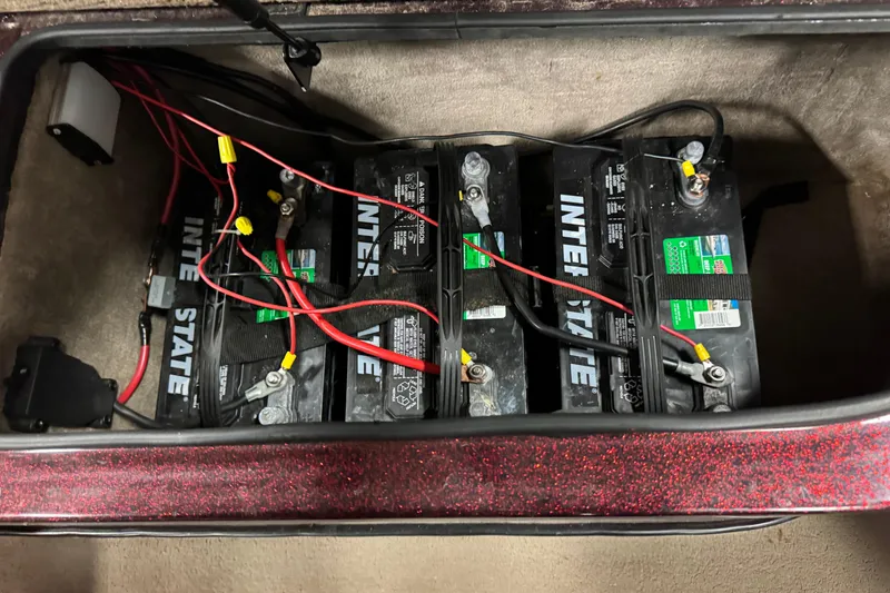 Slide: The Image of Battery compartment of a 2000 Ranger 620VS Fisherman boat with Interstate batteries. - 9