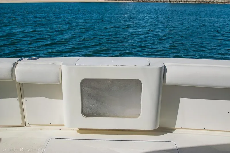 Slide: The Image of 1989 Bertram 50 Convertible boat deck with ocean view. - 36
