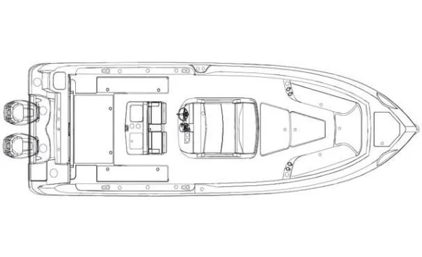 Slide: The Image of Boston Whaler 320 Outrage 2014 boat layout drawing. - 14