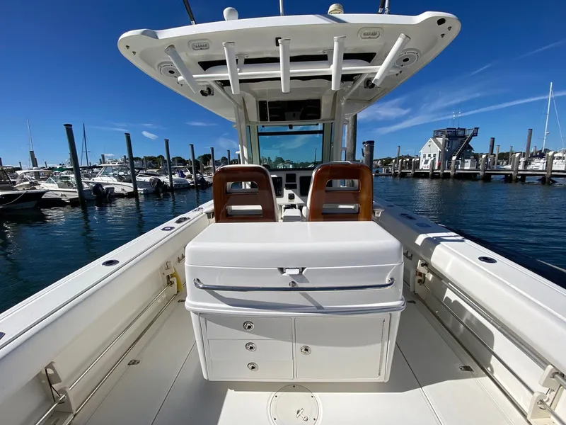 Slide: The Image of Boston Whaler 320 Outrage 2014 at dock, sunny day. - 6