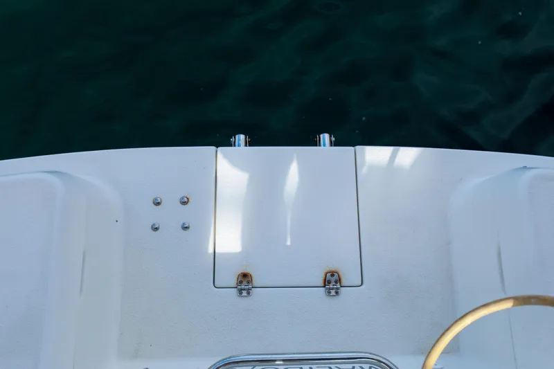 Slide: The Image of Catalina 375 sailboat deck, 2010 model, with water in the background. - 15