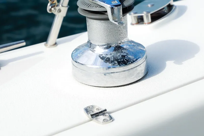 Slide: The Image of Close-up of a winch on a 2010 Catalina 375 sailboat deck. - 23