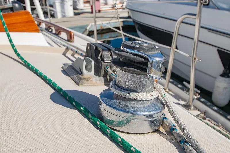 Slide: The Image of Winch and ropes on a 1987 Catalina 36 sailboat deck. - 32