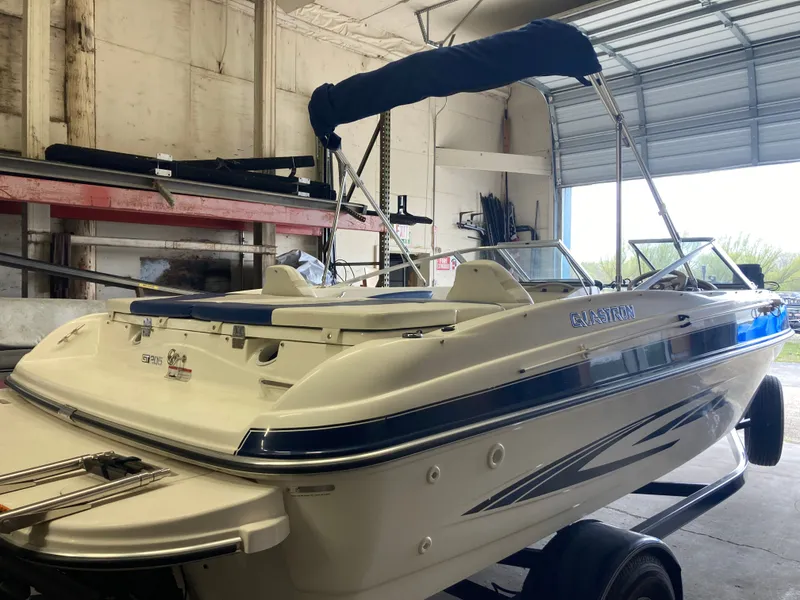 Slide: The Image of 2007 Glastron GT 205 boat in a workshop. - 3