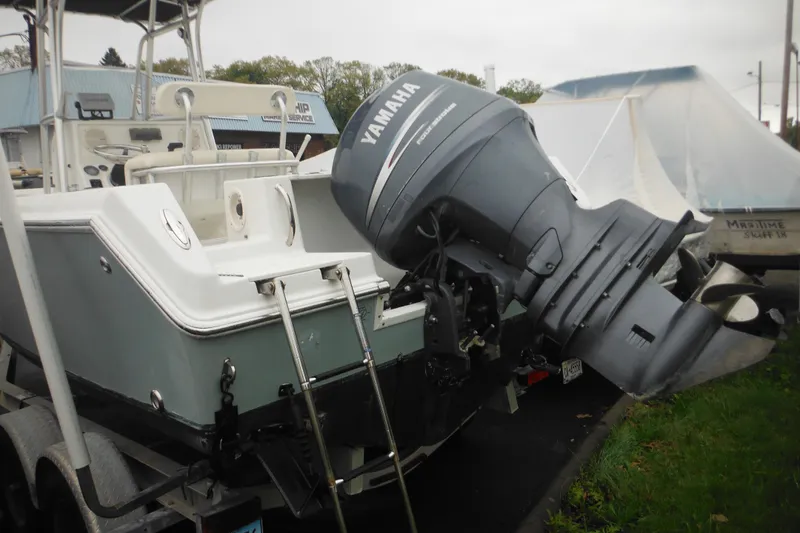 Slide: The Image of 2005 Sailfish 218 CC boat with Yamaha outboard motor on trailer. - 5