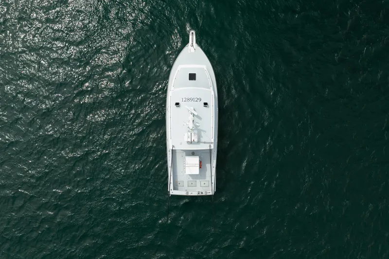Slide: The Image of Aerial view of 2018 Northern Bay 38 boat on open water. - 17
