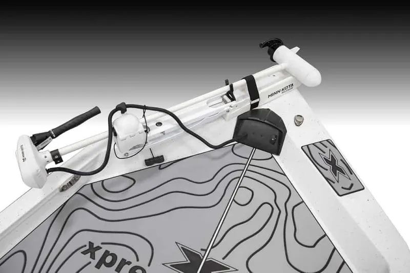 Slide: The Image of Manufacturer Provided Image: 2026 Xpress H20B Bay boat with Minn Kota trolling motor and contour map design. - 25