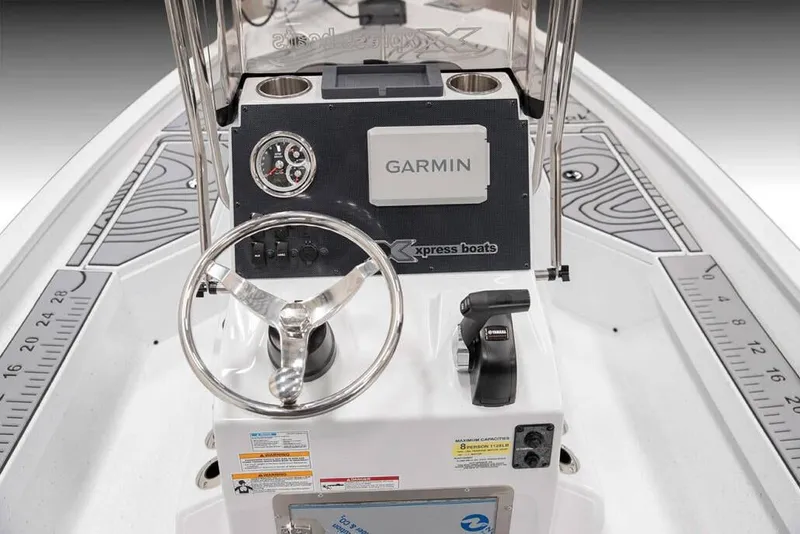 Slide: The Image of Manufacturer Provided Image: 2026 Xpress H20B Bay boat console with Garmin system and Yamaha controls. - 26