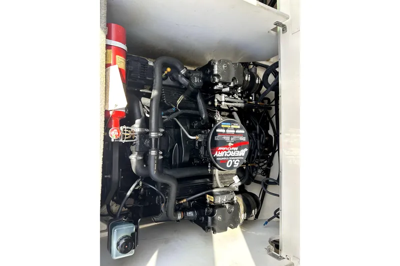 Slide: The Image of Engine compartment of a 2003 Monterey 218LS Montura Bowrider with MerCruiser 5.0 engine. - 21