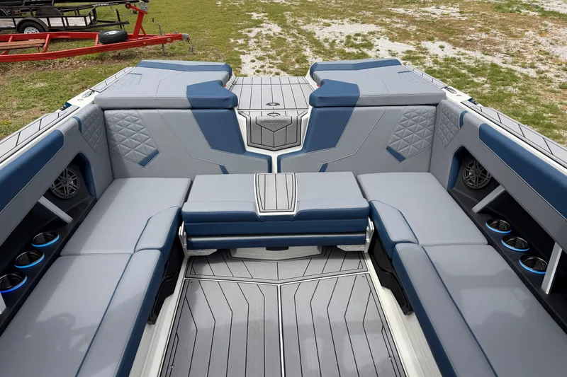 Slide: The Image of 2026 Nautique Super Air Nautique GS24 interior with luxurious seating and modern design. - 15