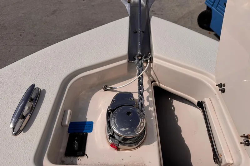 Slide: The Image of Anchor compartment of 2022 Sea Chaser 27 HFC CC boat with chain and winch. - 28