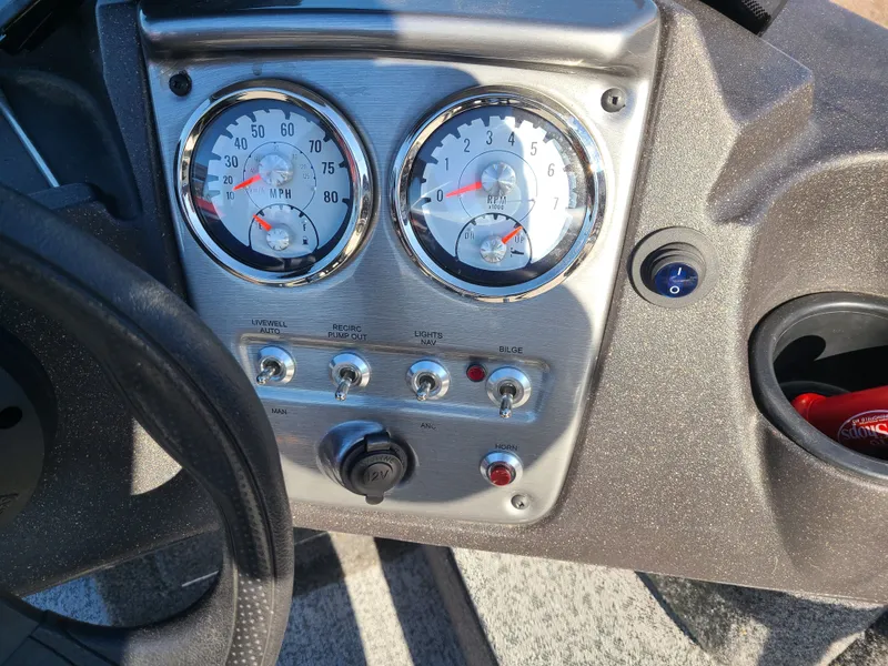Slide: The Image of Dashboard of Tracker Pro Guide V16 SC boat, 2023 model. - 14