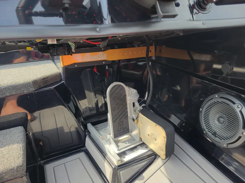 Slide: The Image of Interior of a 2025 Bass Cat Jaguar boat with pedal control. - 17