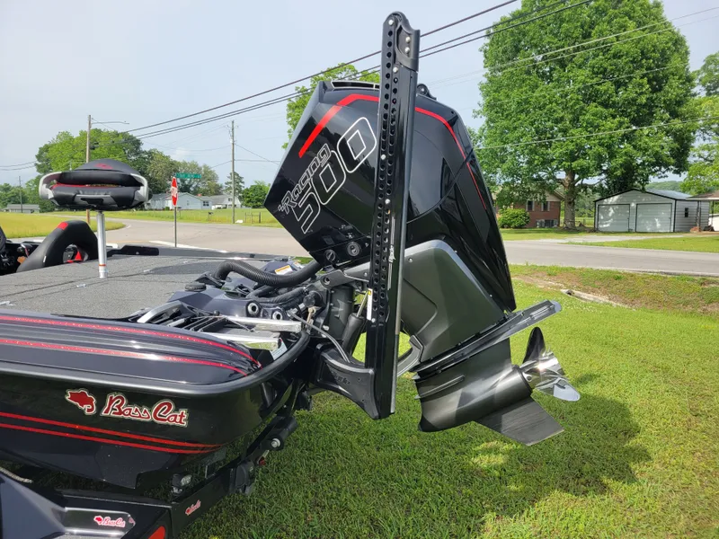 Slide: The Image of 2025 Bass Cat Jaguar with powerful outboard motor. - 5