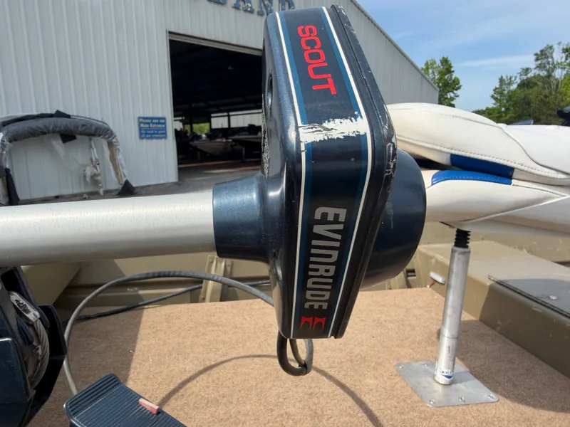 Slide: The Image of Evinrude Scout motor on a 2016 G3 1544 Jon boat. - 10
