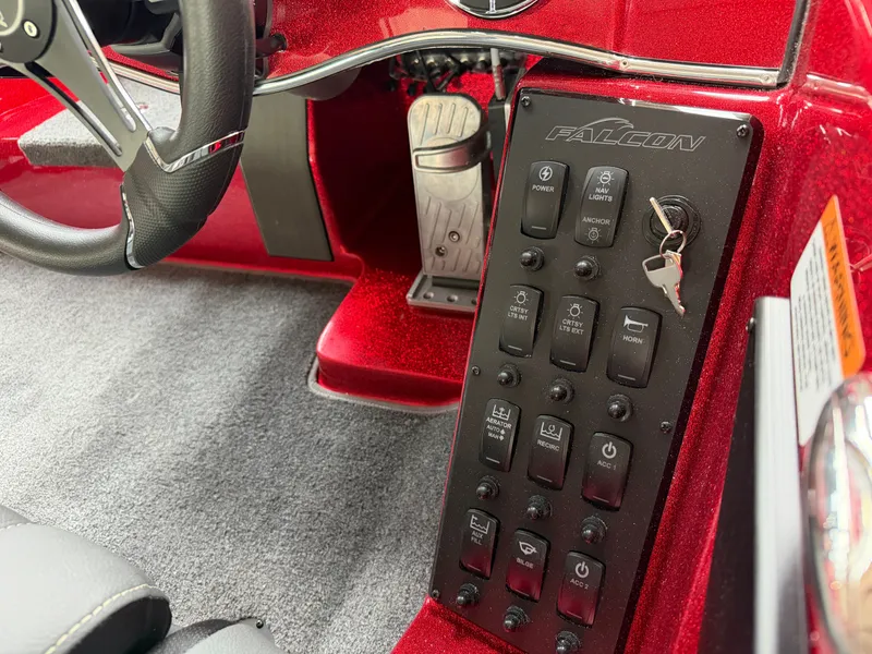 Slide: The Image of Interior of Falcon F195 2026 with control panel and key switch. - 17