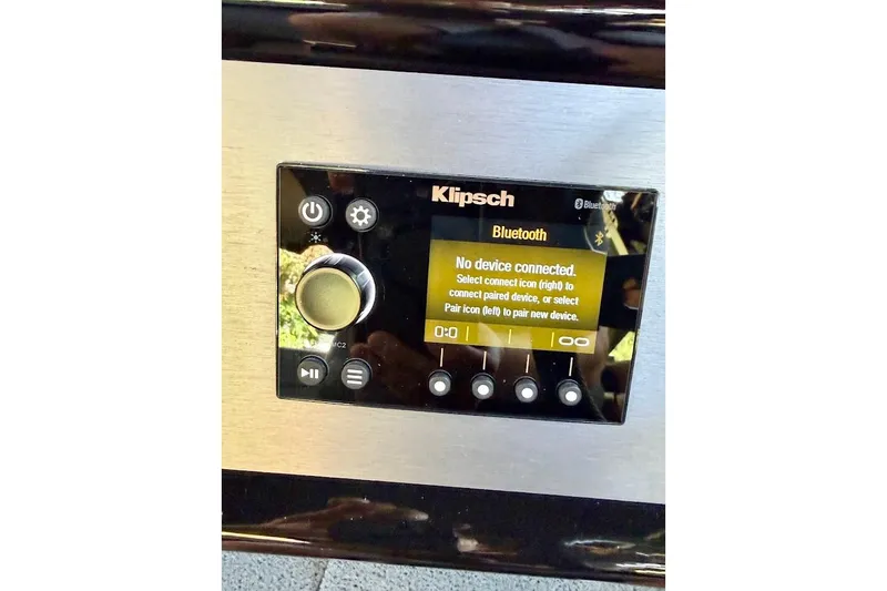 Slide: The Image of Control panel of a Klipsch audio system displaying Bluetooth connection status. - 45