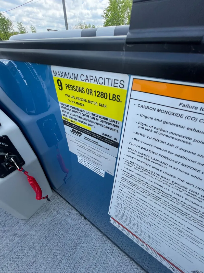 Slide: The Image of Safety label on Godfrey EX 1880CX CRUISE boat, 2026 model. - 16