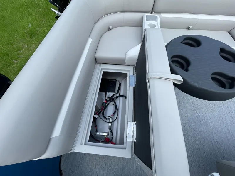 Slide: The Image of Interior view of Godfrey EX 1880CX CRUISE 2026 with open seat storage. - 19