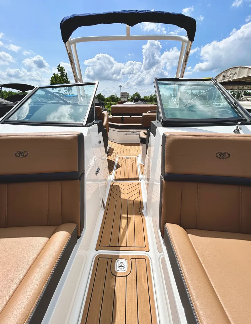 Slide: The Image of Interior view of 2022 Cobalt R4 Outboard with luxurious seating area. - 13