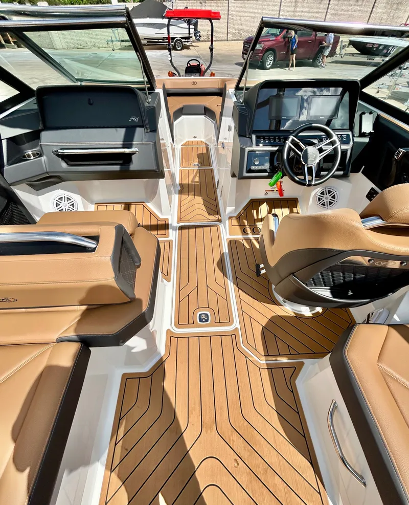 Slide: The Image of Interior of a 2022 Cobalt R4 Outboard boat with luxurious design. - 36