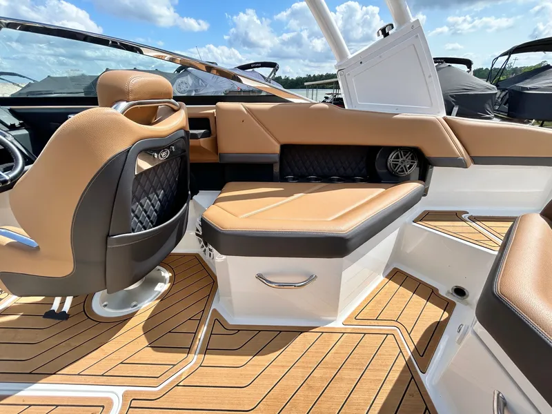 Slide: The Image of Interior of a 2022 Cobalt R4 Outboard boat with luxurious seating. - 44