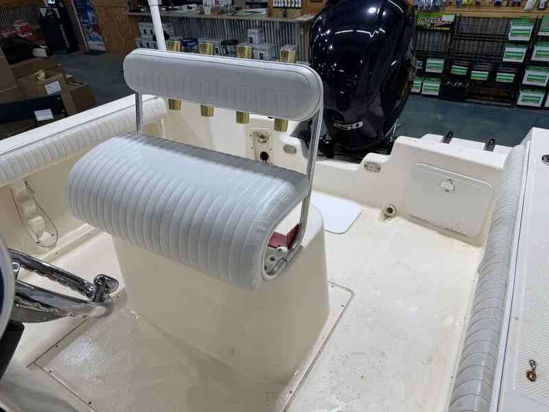 Slide: The Image of Interior of a 2005 Key West 225 boat with engine. - 10
