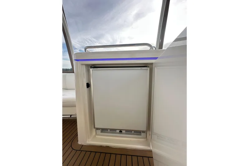 Slide: The Image of 2008 Cruisers Yachts 415 Express Motoryacht interior with sleek cabinetry and modern design. - 15