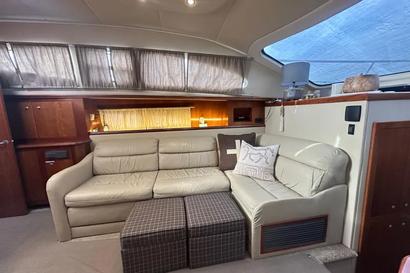 Slide: The Image of Luxurious interior of 2008 Cruisers Yachts 415 Express Motoryacht with plush seating and elegant decor. - 22