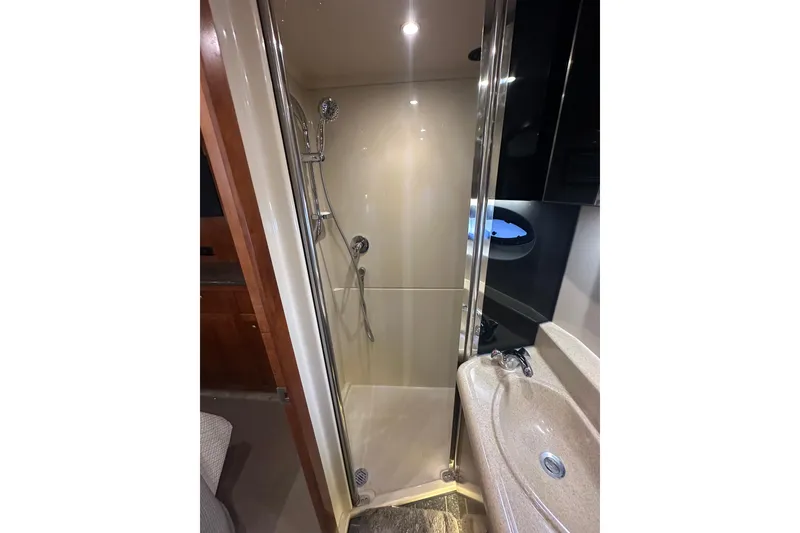 Slide: The Image of Shower area in 2008 Cruisers Yachts 415 Express Motoryacht, featuring modern fixtures and compact design. - 31