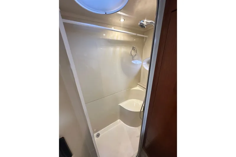Slide: The Image of Shower area in 2008 Cruisers Yachts 415 Express Motoryacht, featuring modern fixtures and compact design. - 35