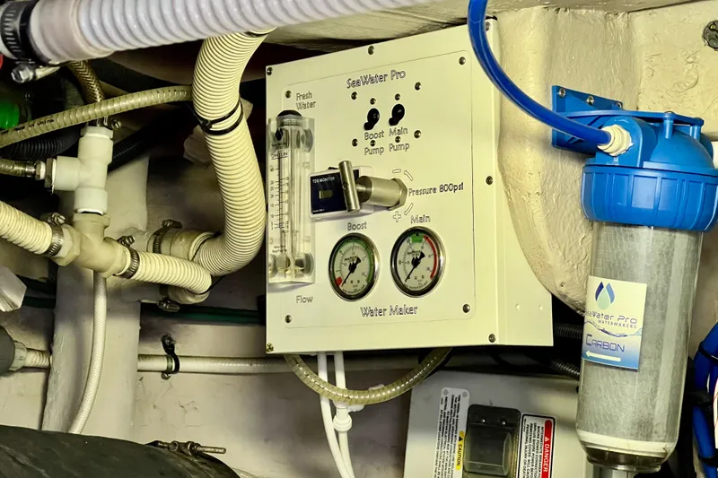 Slide: The Image of Water filtration system in a 2007 Sea Ray 58 Sedan Bridge yacht engine room. - 147