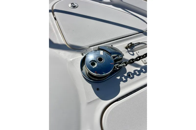 Slide: The Image of 2007 Sea Ray 58 Sedan Bridge anchor windlass on deck. - 21