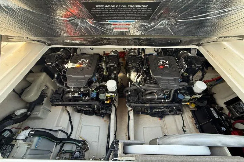 Slide: The Image of Engine compartment of a 2005 Sea Ray Sundancer 280 with twin MerCruiser 4.3 MPI engines. - 15