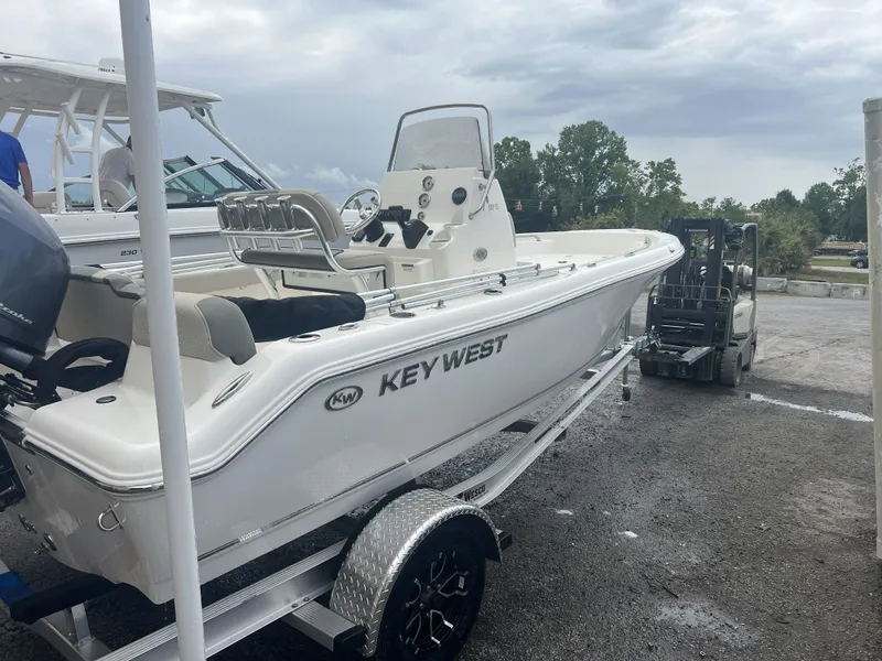Slide: The Image of 2026 Key West 189 FS boat on trailer, side view. - 4