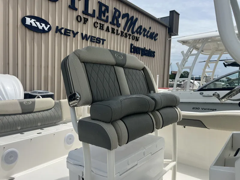 Slide: The Image of Key West 239 FS boat with cushioned seats, 2026 model. - 12
