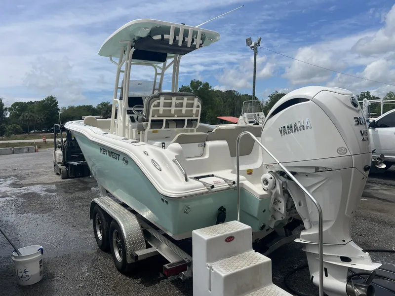 Slide: The Image of 2026 Key West 239 FS boat with Yamaha engine on trailer. - 9