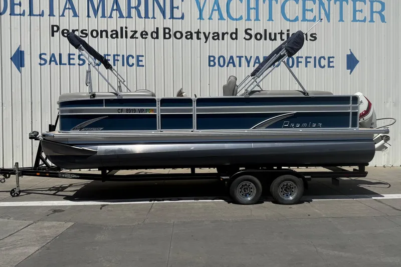 The Image of 2015 Premier 230 SunSation RF pontoon boat on trailer at Delta Marine Yacht Center. - 0