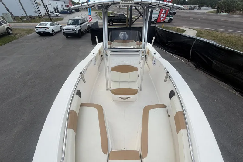 Slide: The Image of 2015 Robalo R200 Center Console boat with spacious seating and sleek design. - 34