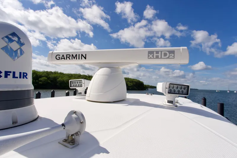 Slide: The Image of 2023 Blackfin 302 CC boat with Garmin xHD2 radar and FLIR system on deck. - 22