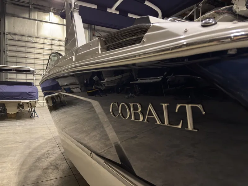 Slide: The Image of 2022 Cobalt R6 boat in a storage facility. - 17